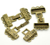 Picture of Zinc Based Alloy Hook Clasps Antique Bronze Pattern Carved 46mm x 23mm, 5 Sets