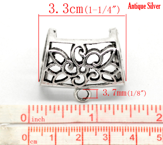 Image de 5 Bélières Perles Lisse Filigrané pr Pendentifs Alliage 3.3cm x 2.8cm   