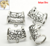 Picture of 5PCs Antique Silver Color Flower Hollow Out Bail Beads for Wrap Scarf 3.3x2.8cm(1-1/4"x1-1/8")
