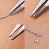 Picture of Stainless Steel Beads Tips (Knot Cover) Clamshell With 2 Closed Loops Silver Tone (Fit 3mm Ball Chain) 8mm x 4mm, 100 PCs