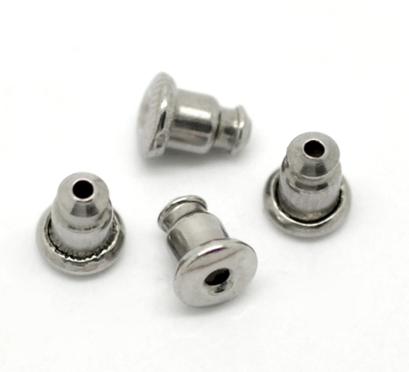 Image de 50 Embouts Fermoirs pr Boucle d'oreille Acier inoxydable 6mm x 5mm