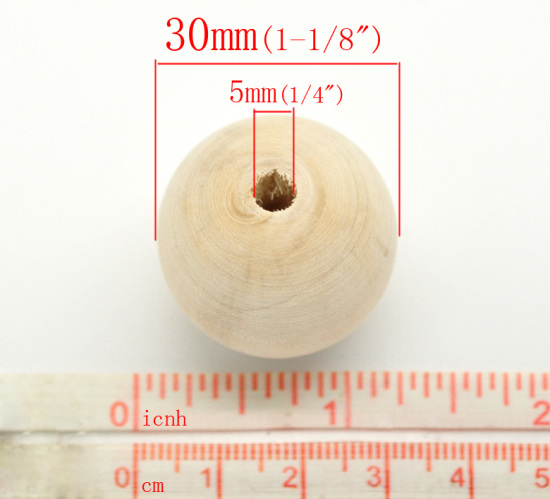 Bild von Naturell Ball Holz Perlen Beads 30mm,verkauft eine Packung mit 20