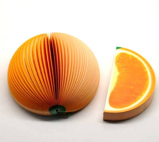 Bild von 3D Orange Frucht Notizblock Schreibblock 8.5cm x4.5cm, 2 Stück (ca. 150 Blätter/Stück)