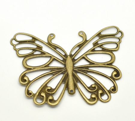 Изображение Коннекторы 6.6cm x 5cm “Бабочка” Филигрань Античная Бронза,проданные 30 шт