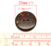 Image de 15 Pcs Boutons Bouton de Couture 2 Trous en Coquille de Coco Forme Rond Brun 25mm Dia.