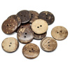Image de 15 Pcs Boutons Bouton de Couture 2 Trous en Coquille de Coco Forme Rond Brun 25mm Dia.