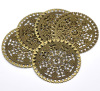 Picture of 20PCs Antique Bronze Filigree Stamping Round Wraps Connectors Embellishments Findings 6cm(2-3/8")