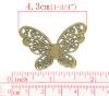 Bild von Filigran Verbinder Verzierung Schmetterling Antik Bronze Blumen Hohl 4.3cm x 3.3cm, 50 Stück