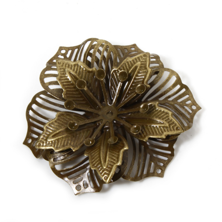 10 Antique Bronze Filigree Flower Embellishments Findings 5.5x4.8cm(can hold SS10 rhinestone)