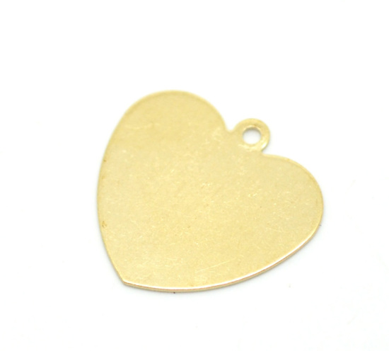 Picture of 50PCs Brass Blank Stamping Tags Love Heart for Necklaces,Earrings,Bracelets etc.18x18mm(3/4"x3/4")                                                                                                                                                            