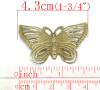 Picture of Filigree Stamping Embellishments Findings Butterfly Antique Bronze Stripe Hollow 43mm(1 6/8") x 28mm(1 1/8"), 50 PCs