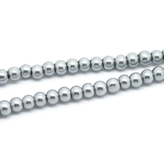 Bild von Grau Rund Perlen 4mm D. 82cm Lang, 5 Stränge( ca.5x 210Stücke)