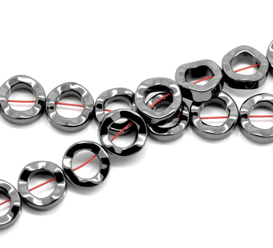 Picture of 2 Strands Gunmetal Hematite Circle/ Ring Loose Beads 12mm(1/2")
