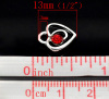 Imagen de Colgantes Aleación del Metal Del Zinc de Corazón Argentado Rhinestone Rojo 13.0mm x 12.0mm, 20 Unidades 