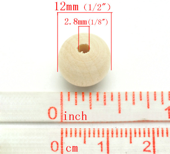 Picture of 200PCs Natural Ball Wood Spacer Beads 12x11mm