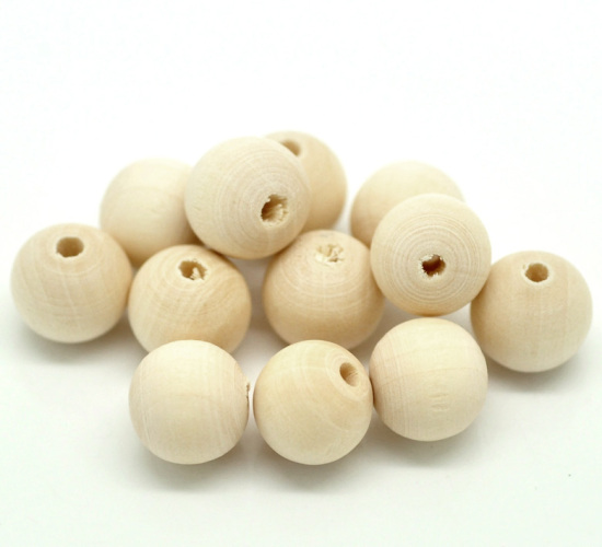 Picture of 200PCs Natural Ball Wood Spacer Beads 12x11mm