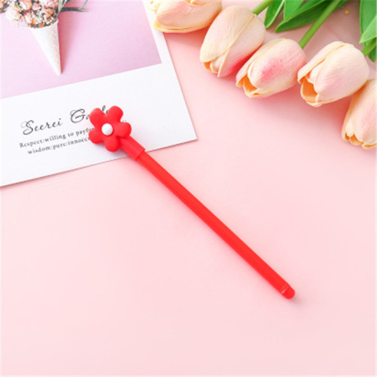 Picture of Plastic Gel Ink Pen Red Flower 17cm, 1 Piece