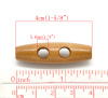 Bild von Natürliches Holz Knöpfe Knebelknöpfe Oval Hell Kaffeebraun Zwei Löcher 40mm x 12mm 50 Stück