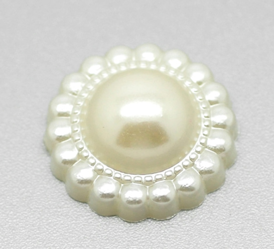 Picture of 50PCs Acrylic Pearl Imitation Flower Embellishments Jewelry Making Findings 20mm(3/4")
