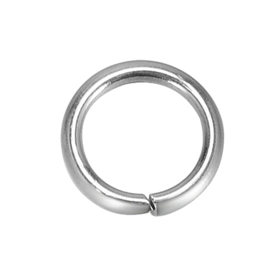 Immagine di 1000 Pz 6mm Dia, 0.9mm(19 misura) 304 Acciaio Inossidabile Aperto Stile Anello di Salto Tono Argento Tondo