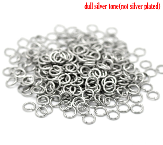 Immagine di 1000 Pz 6mm Dia, 0.9mm(19 misura) 304 Acciaio Inossidabile Aperto Stile Anello di Salto Tono Argento Tondo