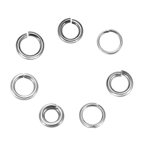 Immagine di 1000 Pz 6mm Dia, 0.9mm(19 misura) 304 Acciaio Inossidabile Aperto Stile Anello di Salto Tono Argento Tondo