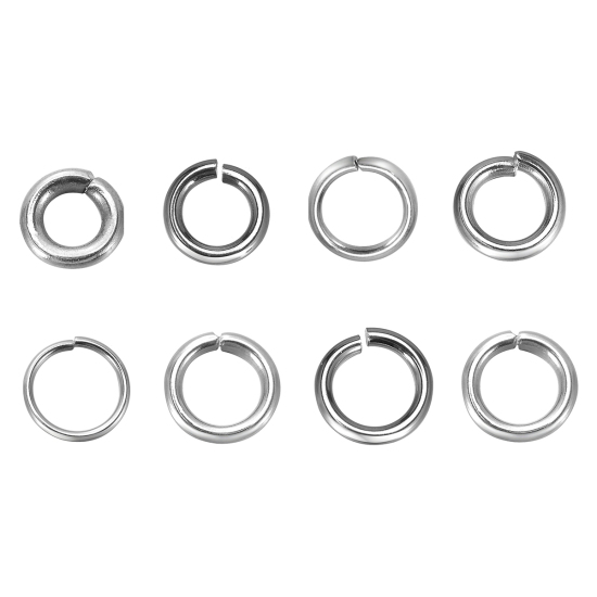 Immagine di 1000 Pz 6mm Dia, 0.9mm(19 misura) 304 Acciaio Inossidabile Aperto Stile Anello di Salto Tono Argento Tondo
