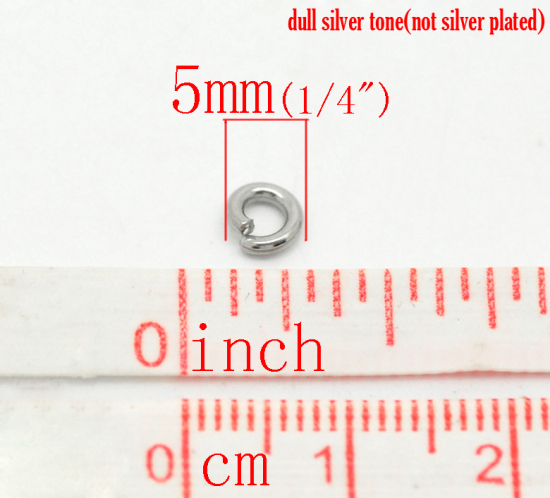 Immagine di 500 Pz 5mm Dia, 1.2mm(17 misura) 304 Acciaio Inossidabile Aperto Stile Anello di Salto Tono Argento Tondo
