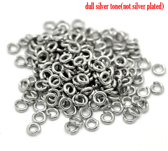 Immagine di 500 Pz 5mm Dia, 1.2mm(17 misura) 304 Acciaio Inossidabile Aperto Stile Anello di Salto Tono Argento Tondo