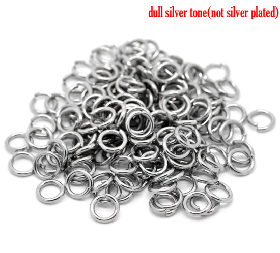 Immagine di 200 Pz 9mm Dia, 1.5mm(15 misura) 304 Acciaio Inossidabile Aperto Stile Anello di Salto Tono Argento Tondo