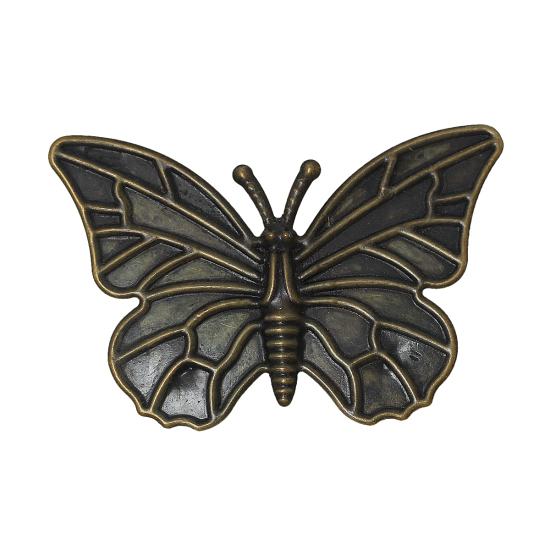 Bild von Bronzefarben Filigran Schmetterling Schmuck Dekoration 6x4cm,verkauft eine Packung mit 30 