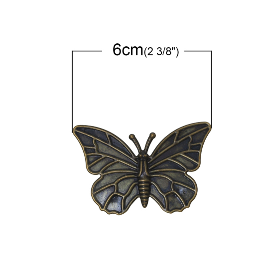 Bild von Bronzefarben Filigran Schmetterling Schmuck Dekoration 6x4cm,verkauft eine Packung mit 30 