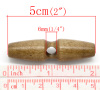 Picture of Wood Sewing Toggle Buttons Single Hole Bicone Coffee 50mm(2") x 13mm( 4/8"), 20 PCs