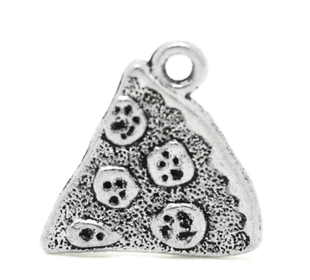 Imagen de Colgantes Aleación del Metal Del Zinc de Pizza Plata Antigua Rhinestone 20.0mm x 19.0mm, 20 Unidades 