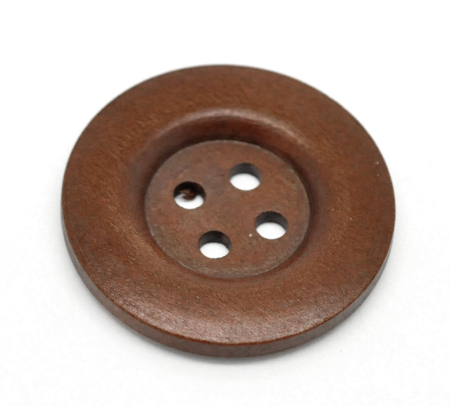 Immagine di Legno Bottone da Cucire ScrapbookBottone Tondo Bruno-Rossastro Quattro Fori Nulla Disegno 4cm Dia, 30 Pz