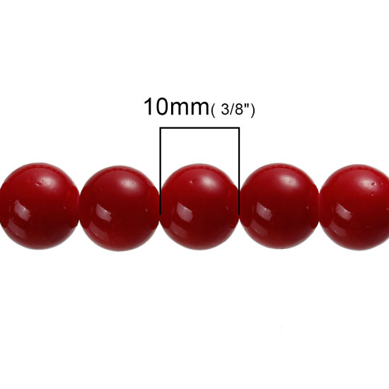 Picture of Glass Loose Beads Round Red Imitation Gemstones About 10mm Dia, Hole: Approx 1mm, 82cm long, 2 Strands (Approx 80 PCs/Strand)