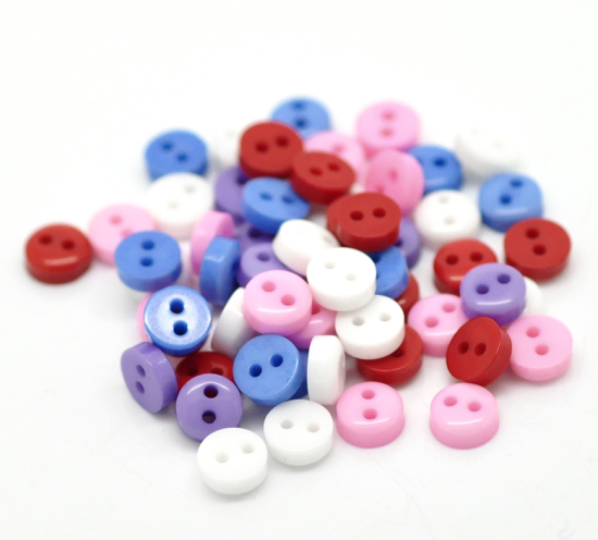 Picture of Resin Sewing Buttons Scrapbooking 2 Holes Round Mixed 6mm( 2/8") Dia, 500 PCs