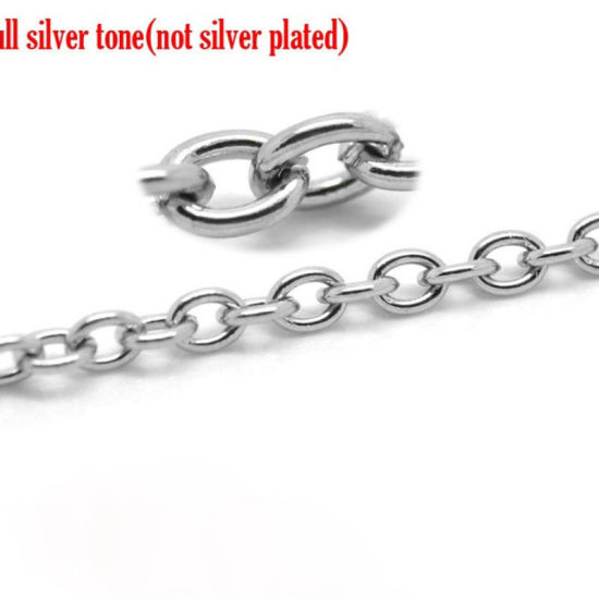 Immagine di Acciaio Inossidabile Guinzaglio Aperto Accessori Tono Argento 4x3mm, 20 M