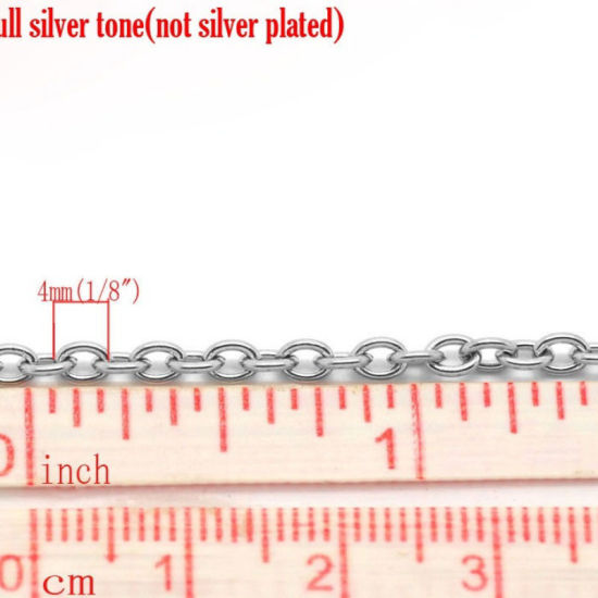 Immagine di Acciaio Inossidabile Guinzaglio Aperto Accessori Tono Argento 4x3mm, 20 M