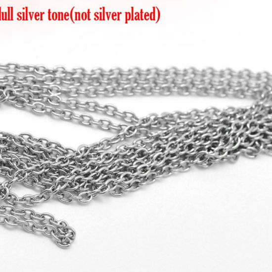 Immagine di Acciaio Inossidabile Guinzaglio Aperto Accessori Tono Argento 4x3mm, 20 M