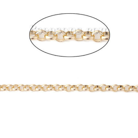 Aluminum Split Rolo Chain Findings Light Golden 6mm( 2/8"), 3 M