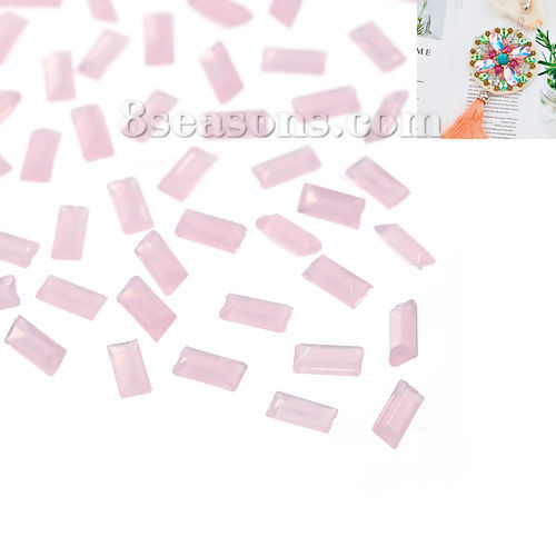 Picture of Acrylic Pointed Back Rhinestones Rectangle Pink Faceted 4mm( 1/8") x 2mm( 1/8") , 1000 PCs