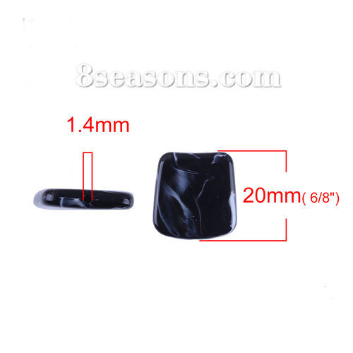 Picture of Resin Spacer Beads Irregular Black Marble Effect About 20mm x 19mm, Hole: Approx 1.4mm, 20 PCs