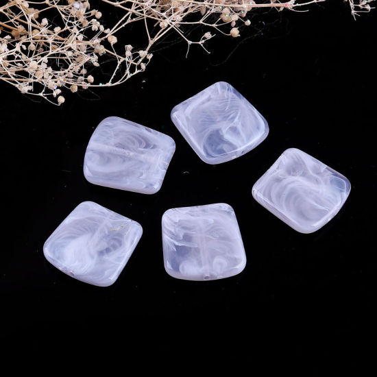 Picture of Resin Spacer Beads Irregular Gray Marble Effect About 20mm x 19mm, 20 PCs