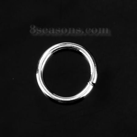 Image de 1000 Pcs 9mm Dia, 0.7mm(taille 21) Anneaux de Jonction pour la Fabrication de Bijoux Ouvert en Alliage de Zinc Argenté Rond
