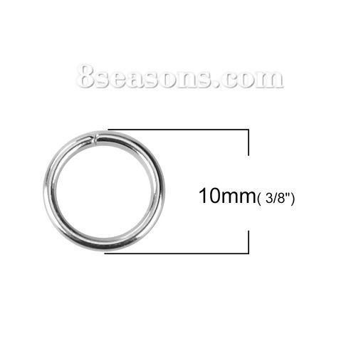 Изображение 600 ШТ 10мм диаметр, 1.2мм(17 калибров) Цинковый Сплав открыто Колечки Серебряный Тон Круглые
