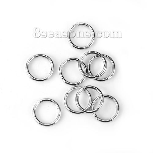 Изображение 600 ШТ 10мм диаметр, 1.2мм(17 калибров) Цинковый Сплав открыто Колечки Серебряный Тон Круглые