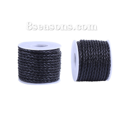 Bild von PU Geflochtenes Garn Schwarz 3.5mm, 1 Rolle (ca. 10M./Rolle)