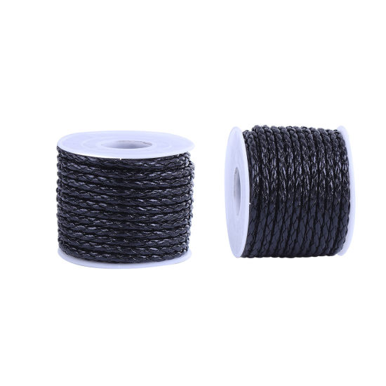 Bild von PU Geflochtenes Garn Schwarz 3.5mm, 1 Rolle (ca. 10M./Rolle)