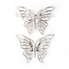 Imagen de Hierro Adornos Mariposa Tono de Plata Filigrana Tallado 61mm x 45mm, 30 Unidades